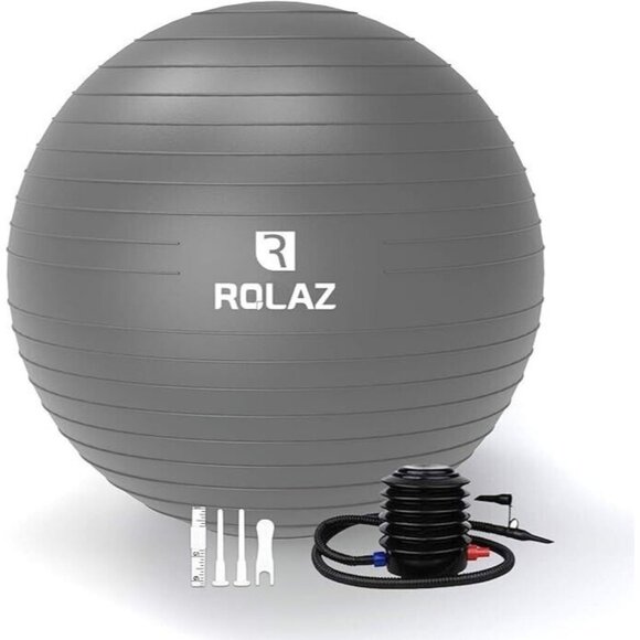 Rolaz Unbreakable Exercise Ball Yoga Stability Fitness Workout Medium Gray 55cm - Picture 1 of 11